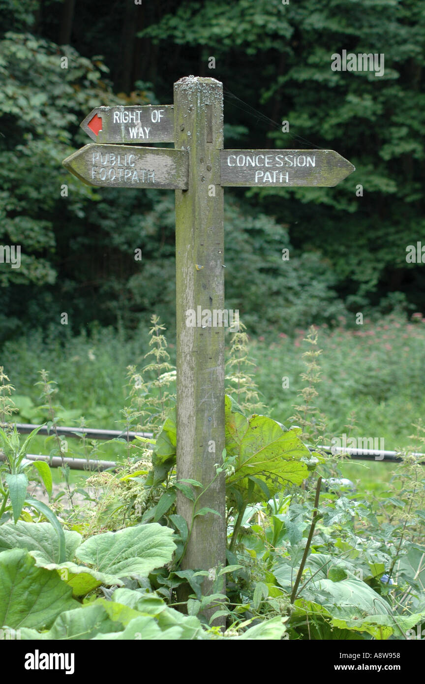 Public Footpath Signpost in Lathkill Dale Derbyshire Stock Photo