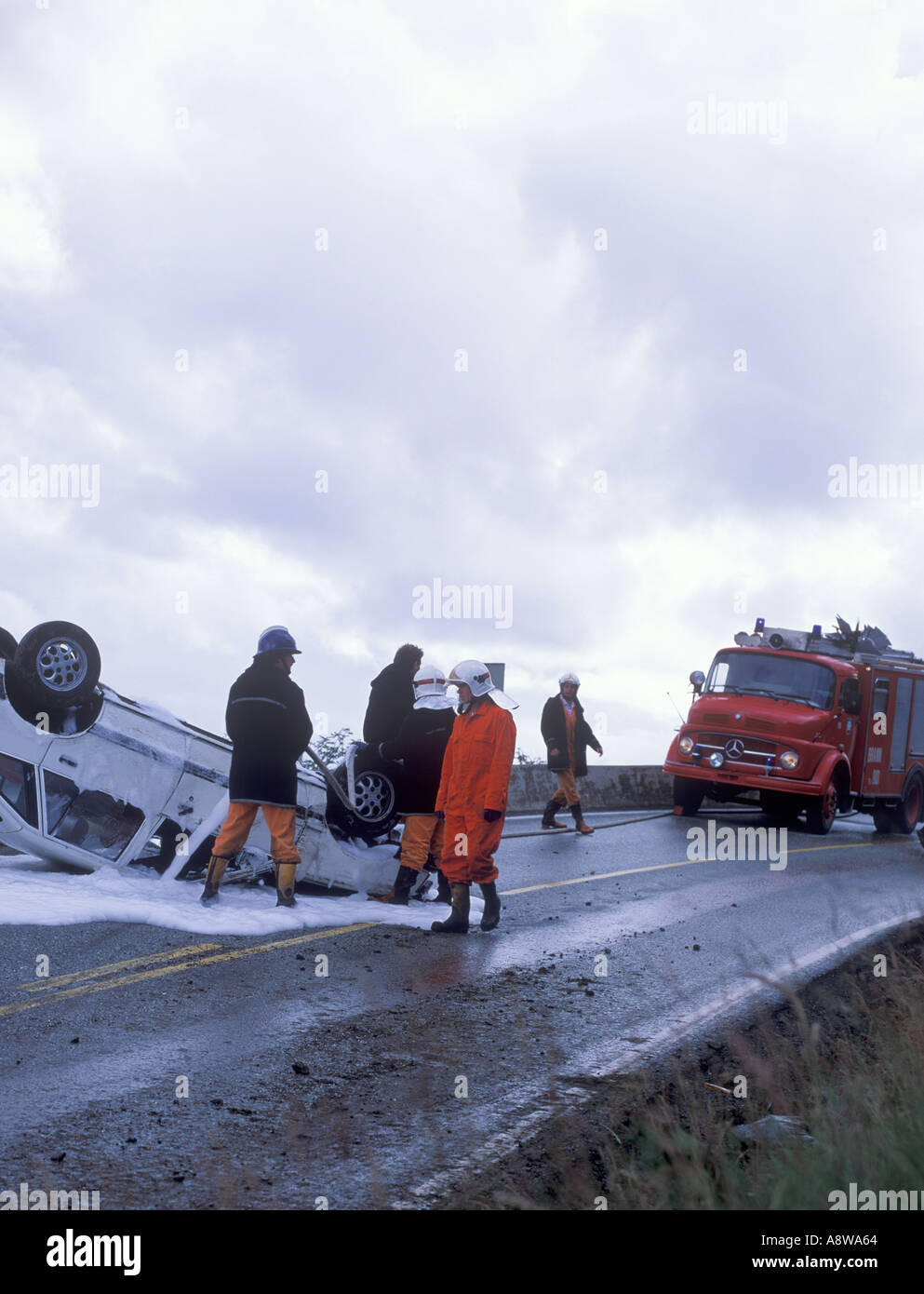 Automobile Accident, Sotra Island (Near Bergen), Norway Stock Photo