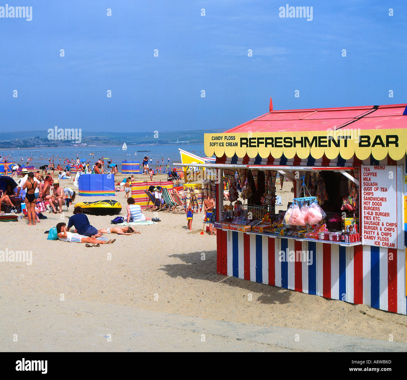 Refreshment bar Weymouth Beach Dorset England Stock Photo Alamy