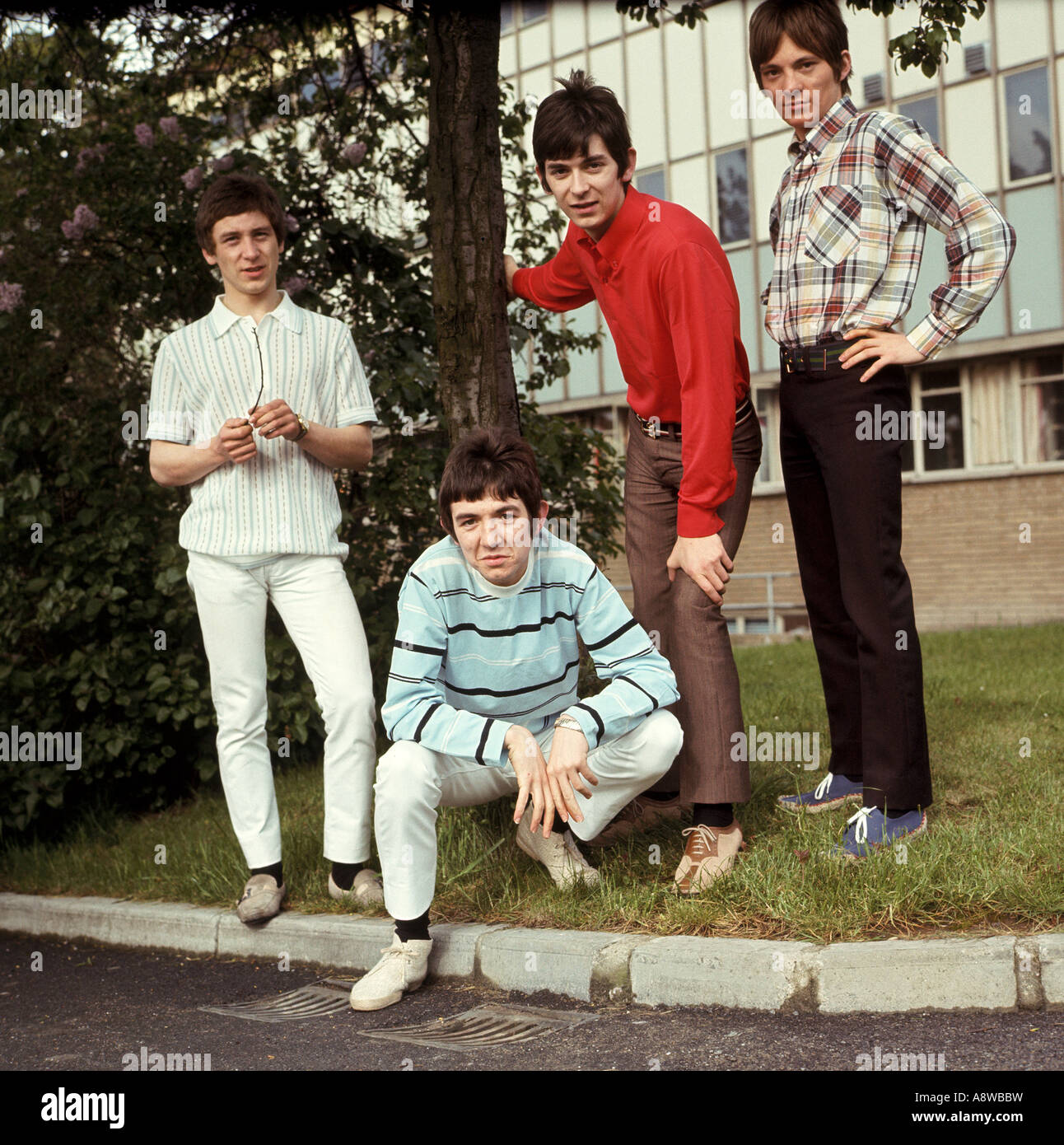 SMALL FACES - UK group in 1967 from left  Kenny Jones, Ronnie Lane, Ian McLagan and Steve Marriott Stock Photo