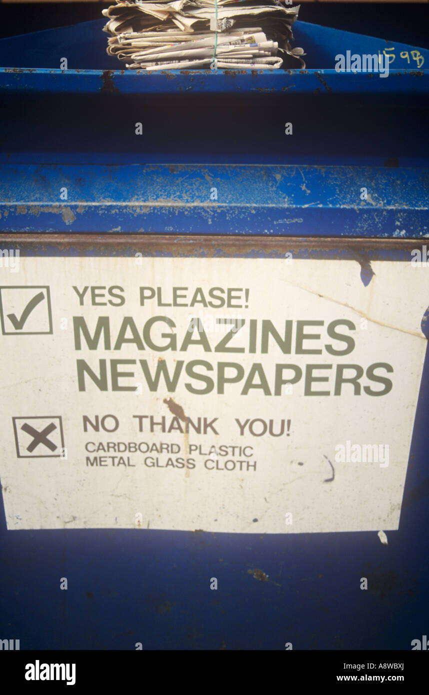 Recycling bin for waste magazines and papers London Stock Photo Alamy