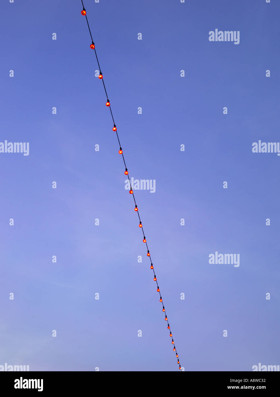 String of red lights at Great yarmouth Norfolk England UK Part of the display of lights along