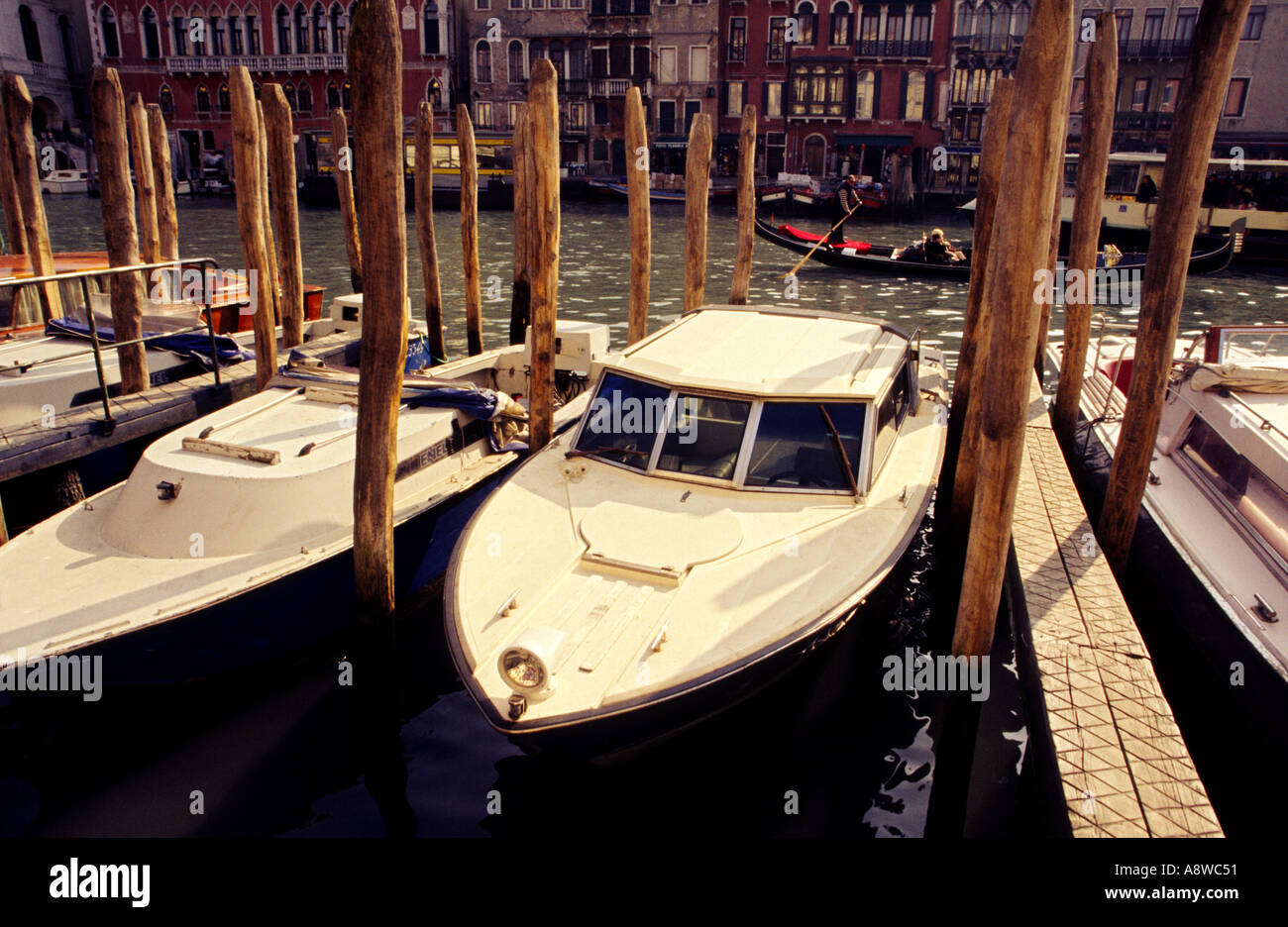 Gondolas tied up grand canal venice hi-res stock photography and images ...