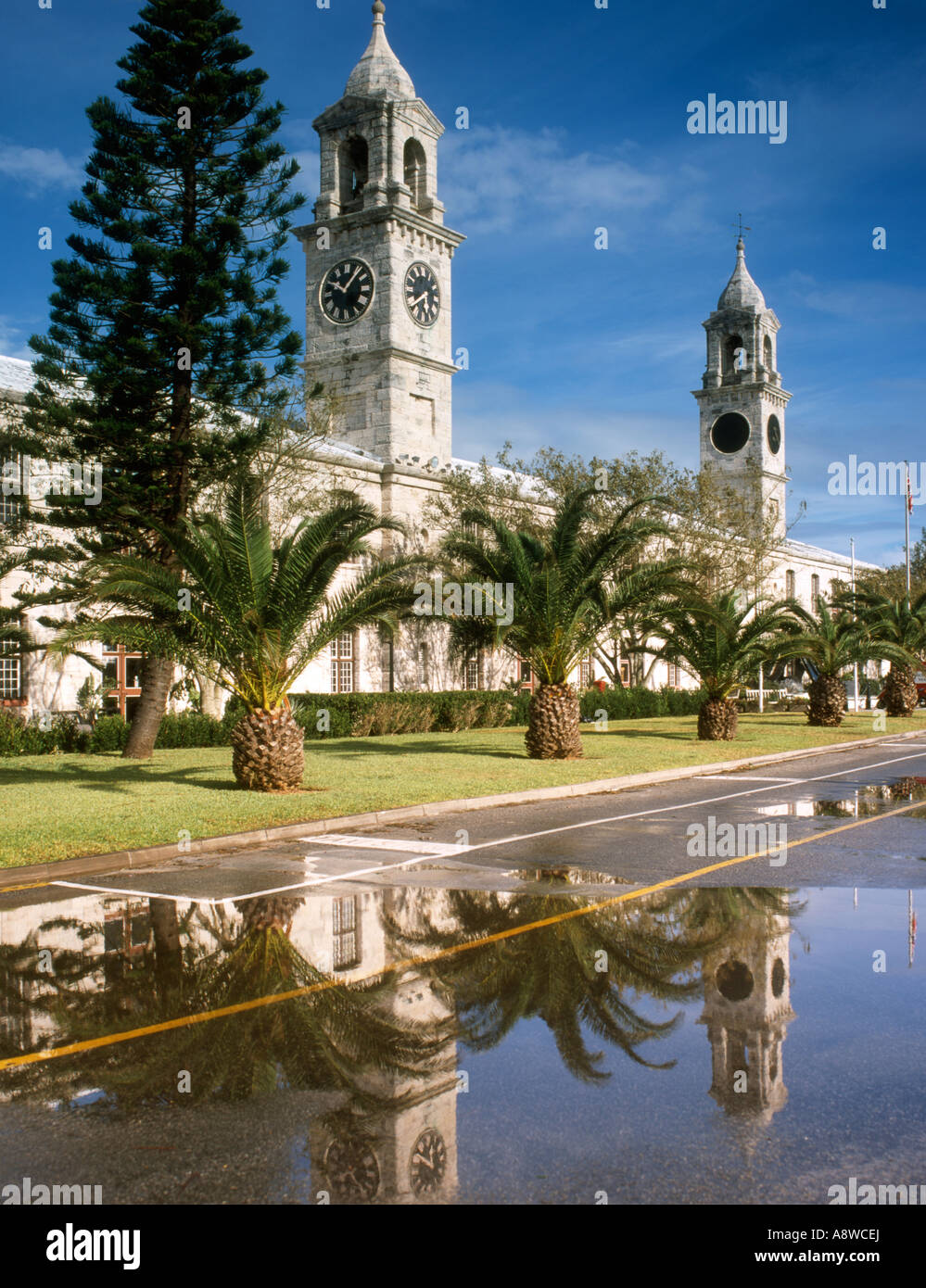 Bermuda. Dockyard buildings & reflections Stock Photo