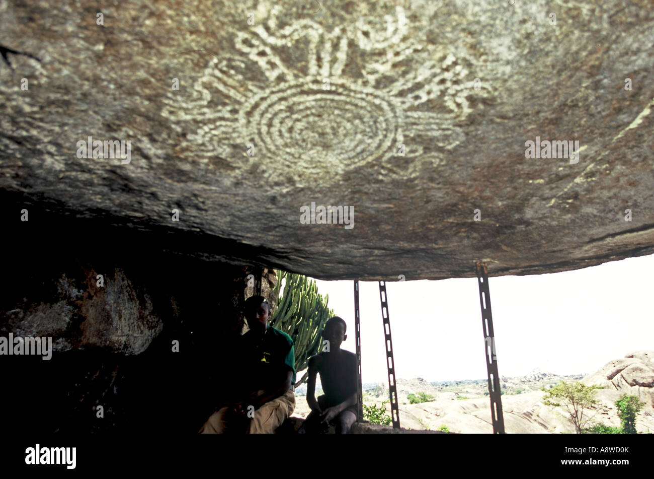 Cave painting, Uganda Stock Photo
