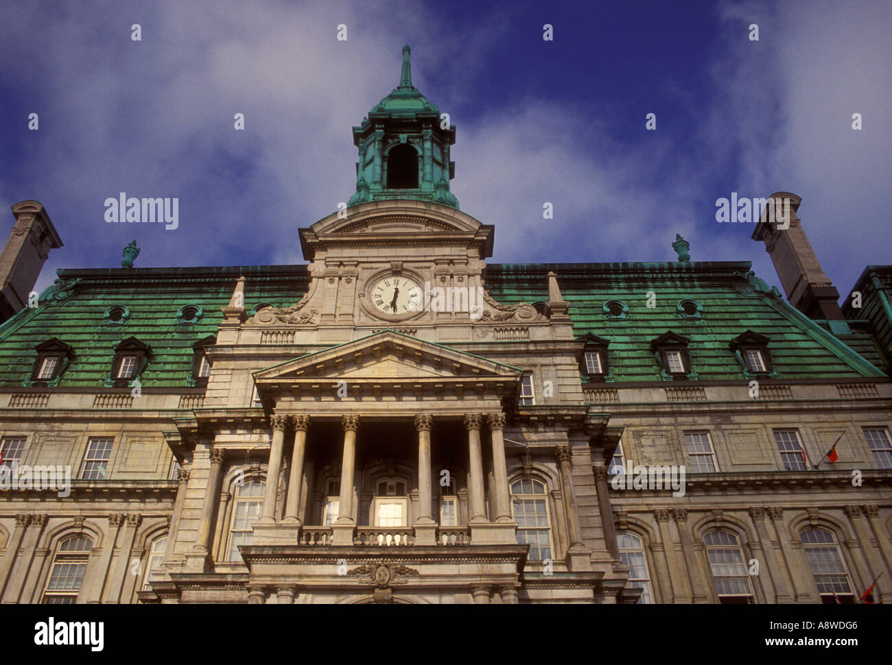 City Hall, Hotel de Ville, mayors office, Second Empire architecture, Napolean III architecture, city of Montreal, Montreal, Quebec Province, Canada Stock Photo