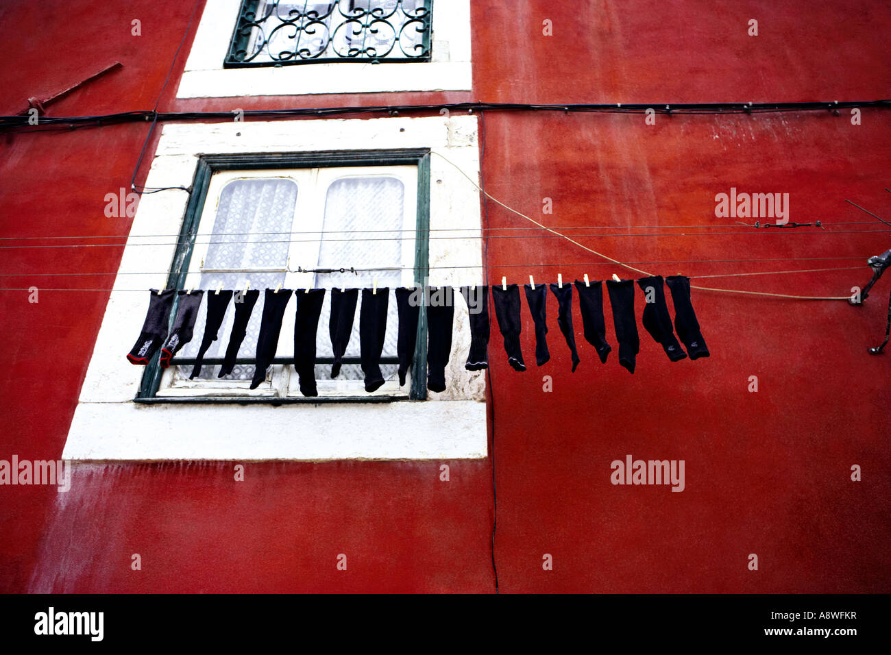 CLOTHES LINE, LISBON, ALFAMA, PORTUGAL Stock Photo Alamy