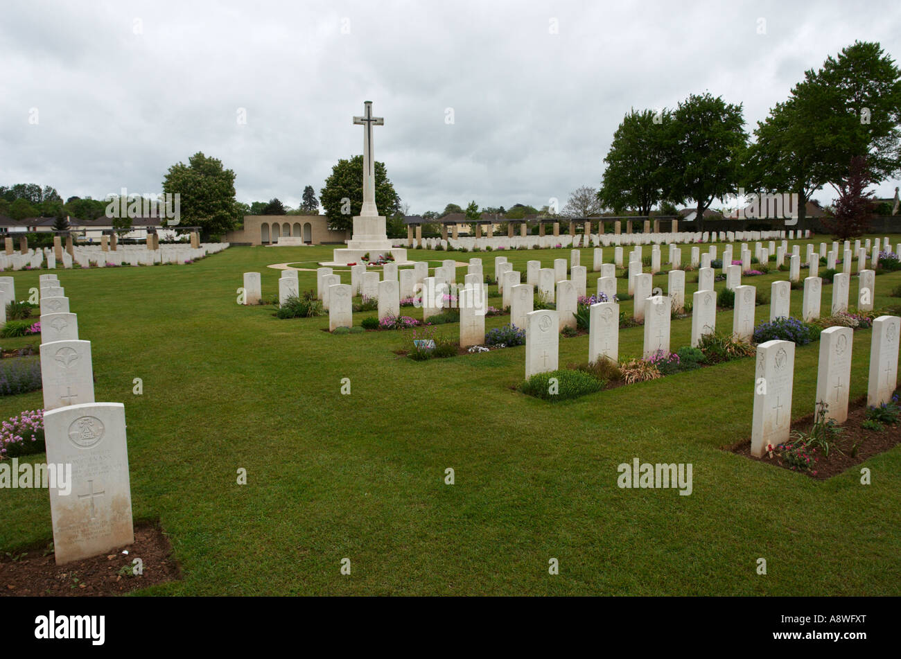 Ranville British Military Cemetery, Normandy, France; first French village liberated on D-Day (Ranville) Stock Photo