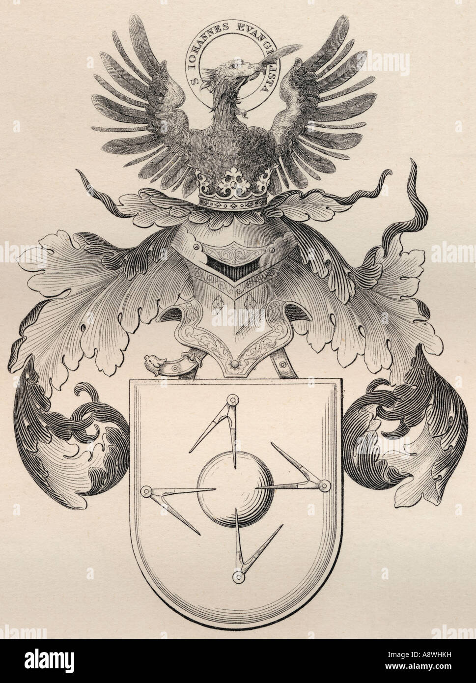 Arms of the German Masons. From an old drawing, A.D. 1515. Stock Photo
