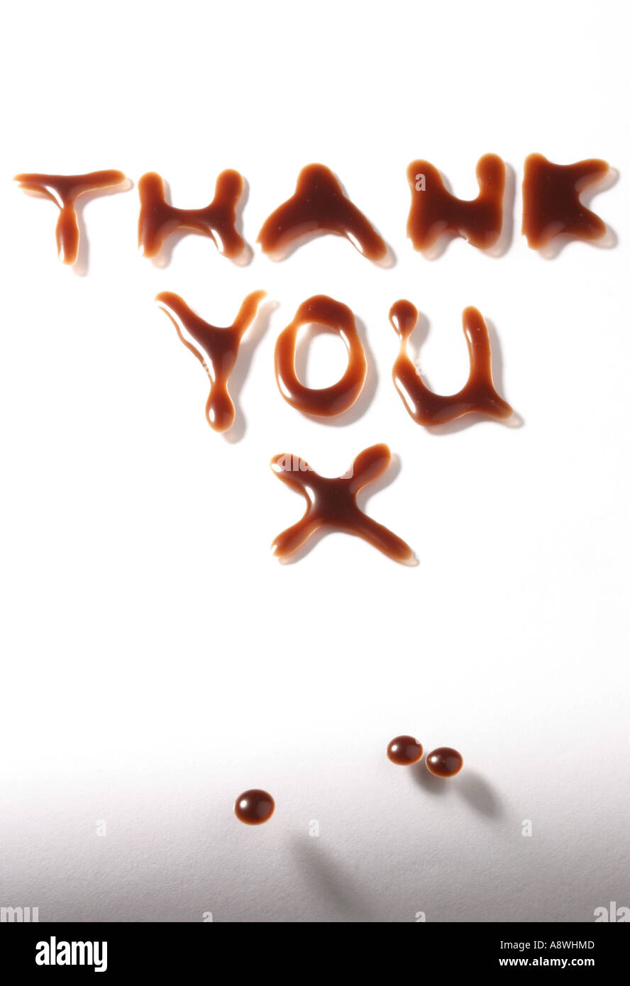 "Thank You" written in chocolate with a Kiss Stock Photo Alamy