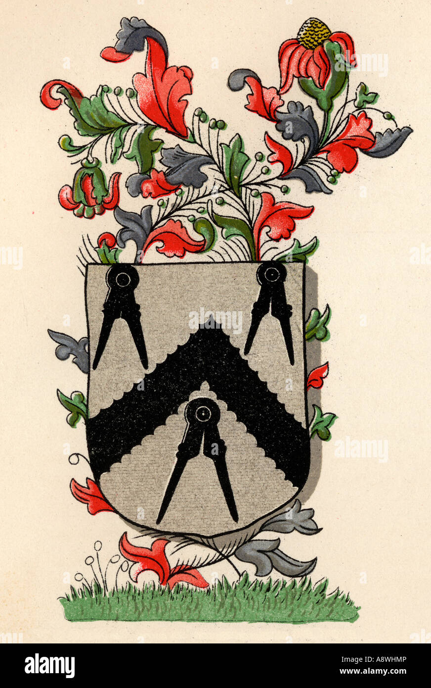 Masonic Arms. Arms granted to the Carpenters Company of London 6th Edward IV 1466 Stock Photo