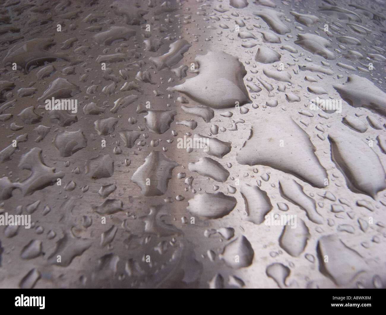 Water droplets on metal Stock Photo
