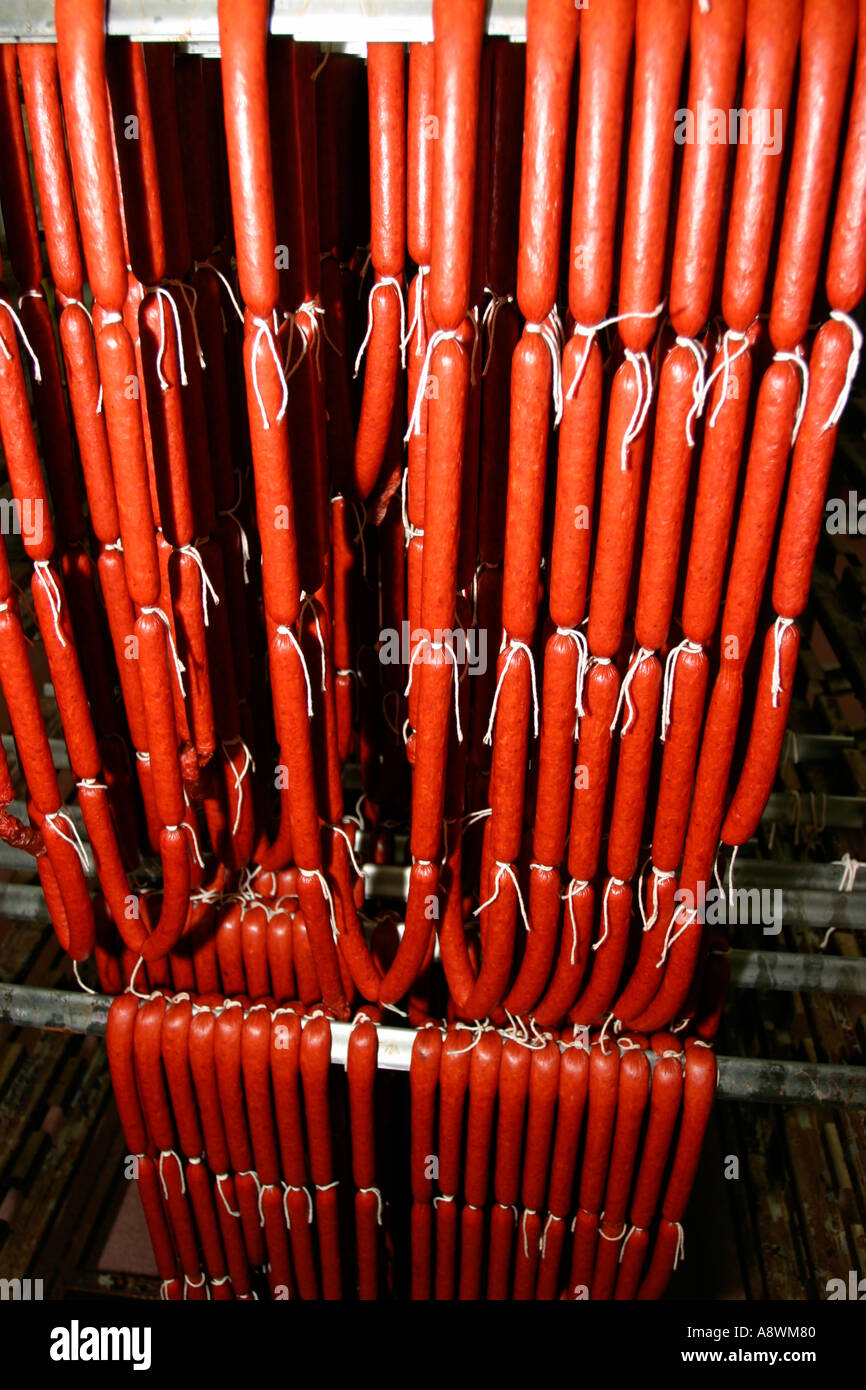 Sausage making at grocery store. The Smoker Department at he chain