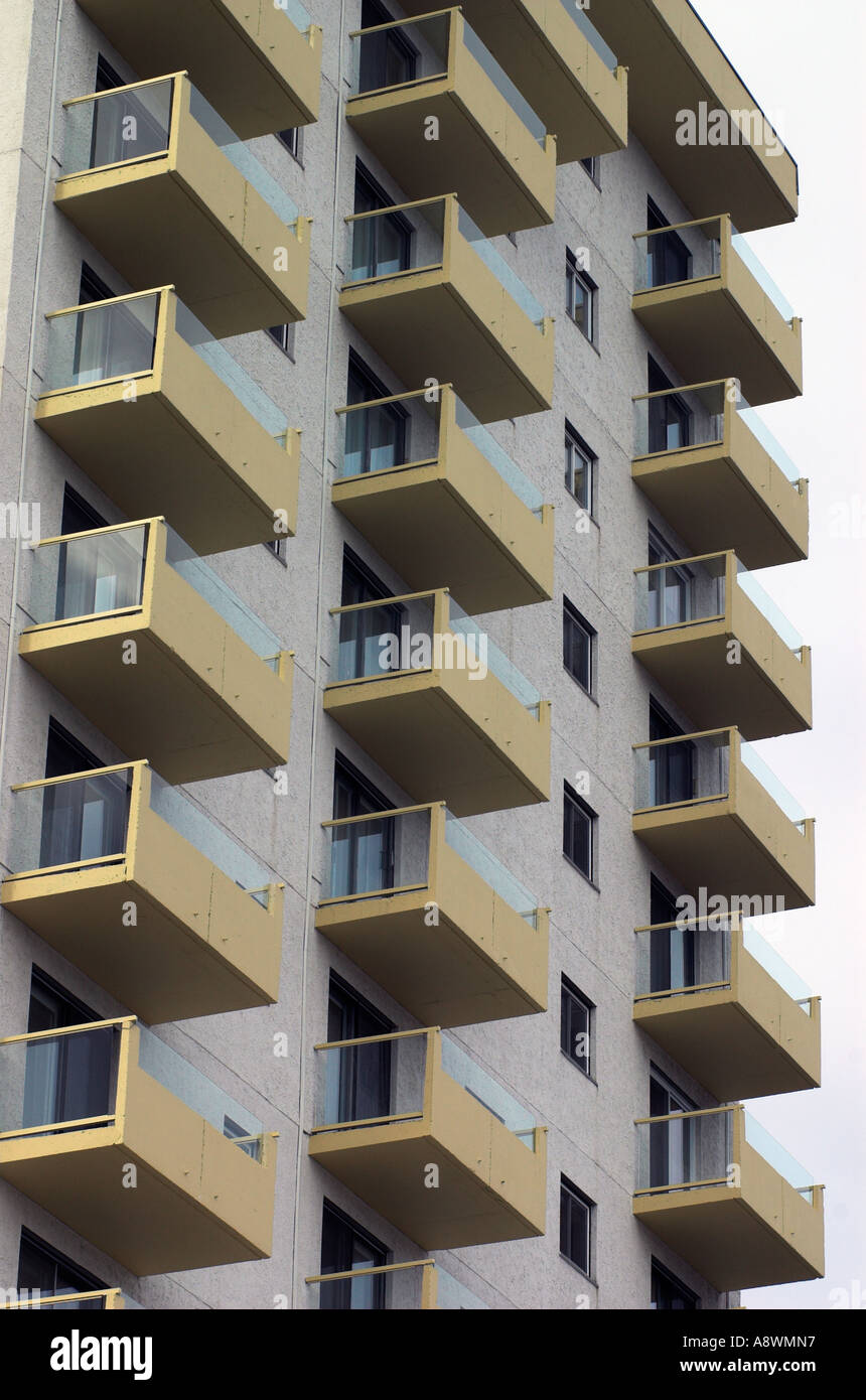 Balconies on a hideous high rise Stock Photo Alamy