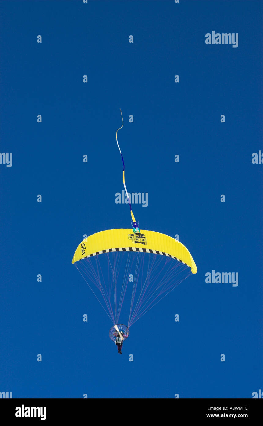 A microlight flying directly overhead Stock Photo Alamy