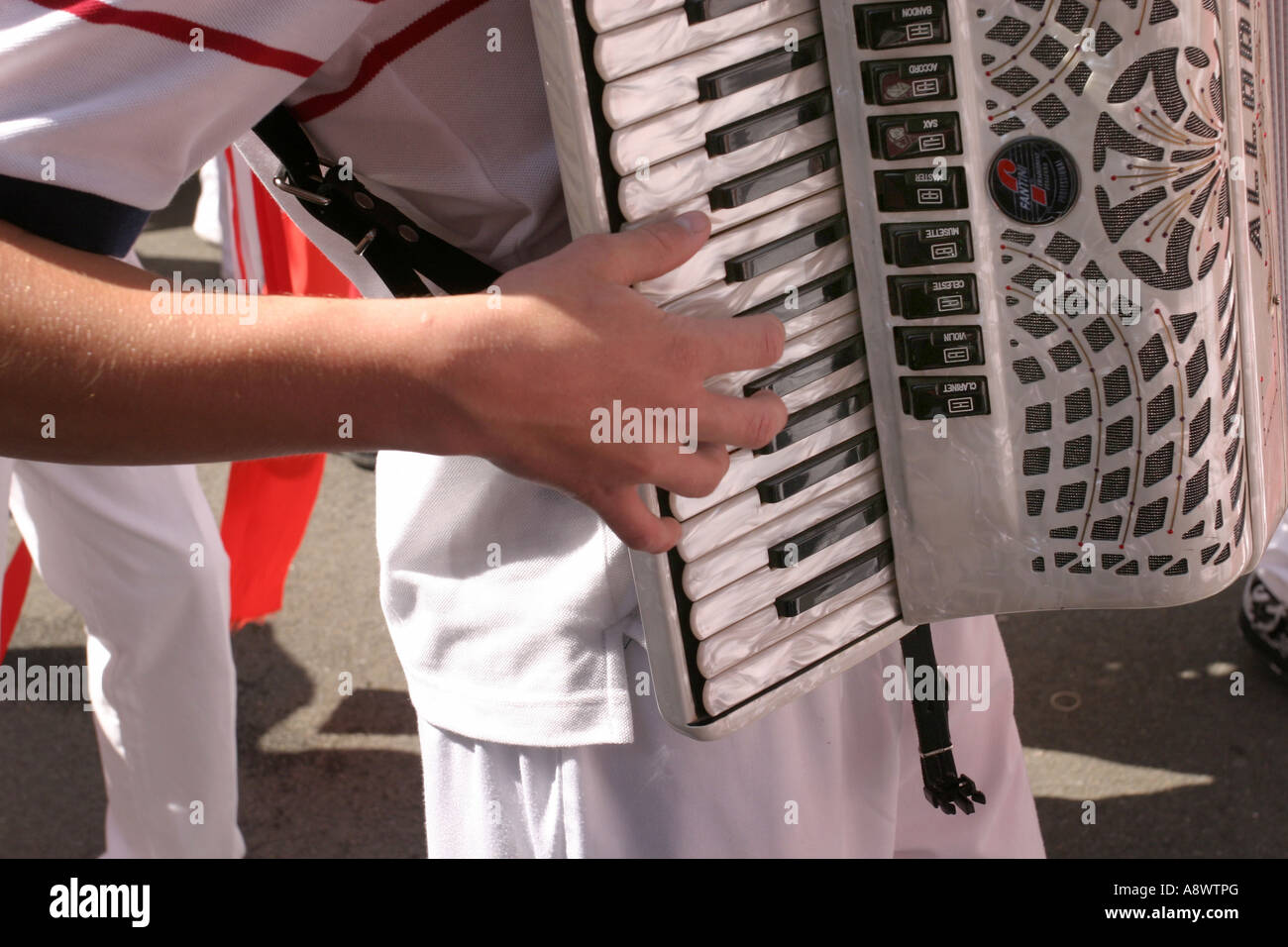 Accordion player May Day Padstow Cornwall UK Stock Photo Alamy
