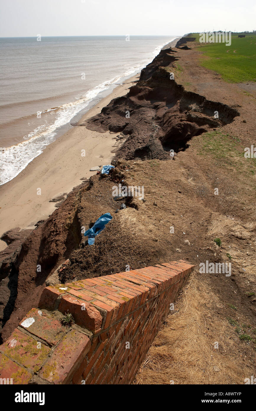 Coastal erosion near Withernsea Holderness East Yorkshire The fastest