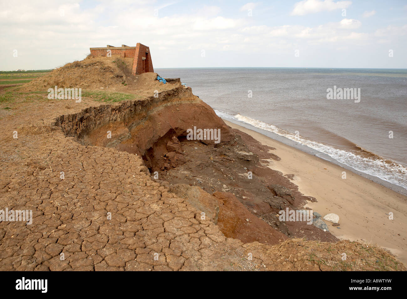 Coastal erosion near Withernsea Holderness East Yorkshire The fastest