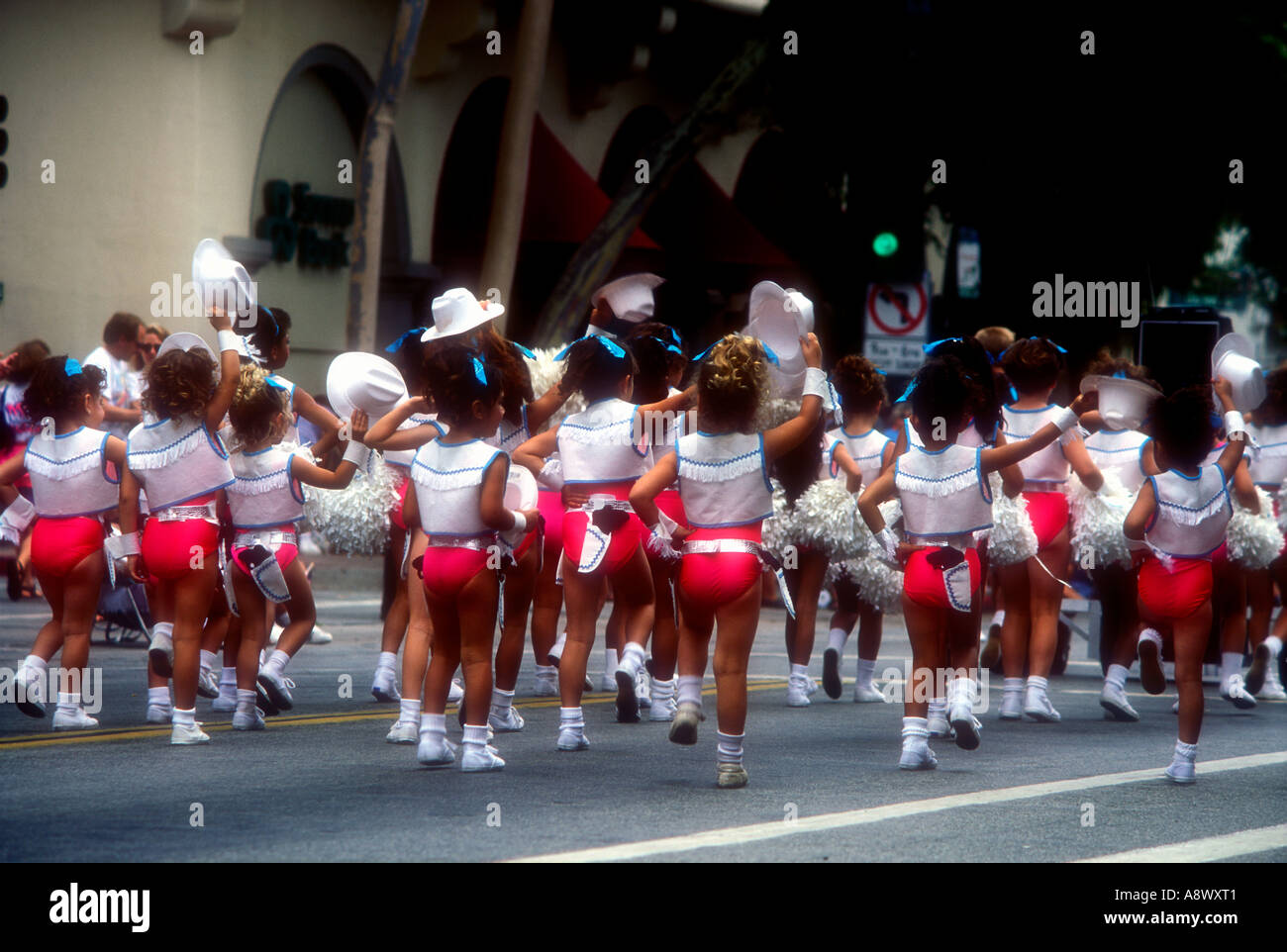 Young cheerleaders in 4th of July procession at Santa Barbara ...