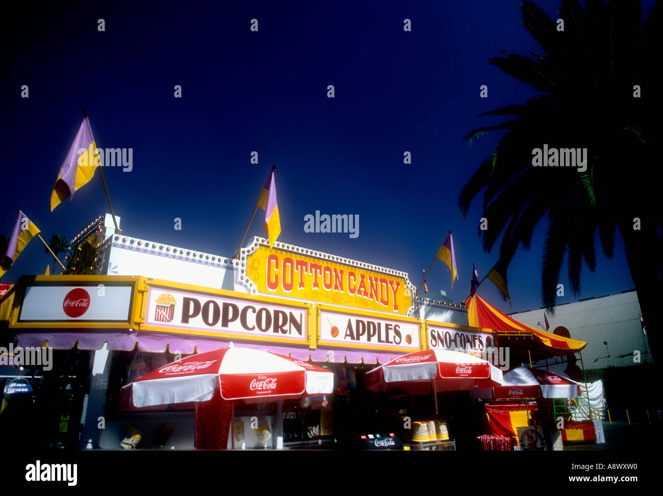 A cotton candy stall at the Los Angeles County Fair California USA Stock Photo Alamy