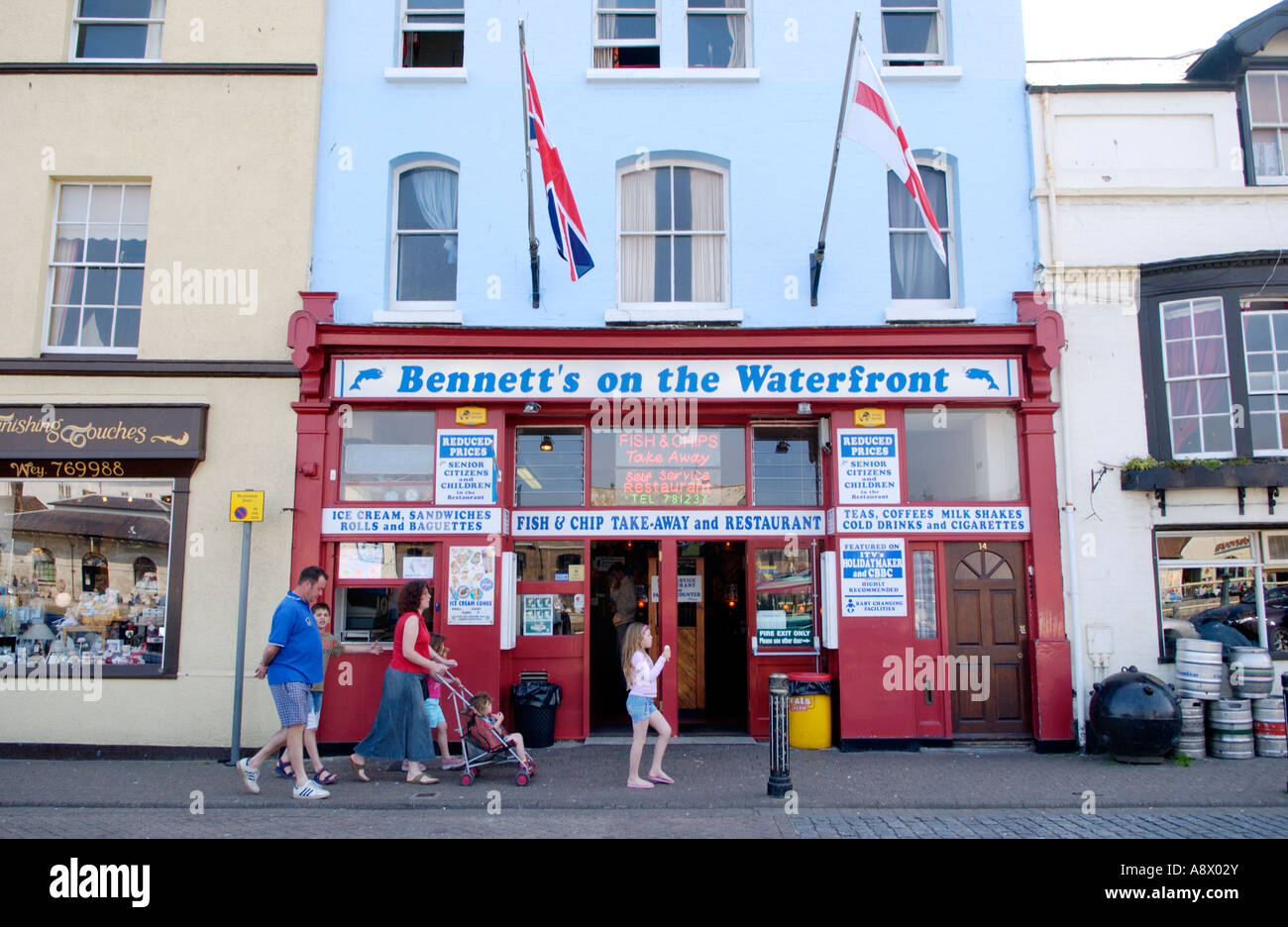 ON THE WATERFRONT harbourside fish and chip shop in Weymouth Dorset England UK Stock