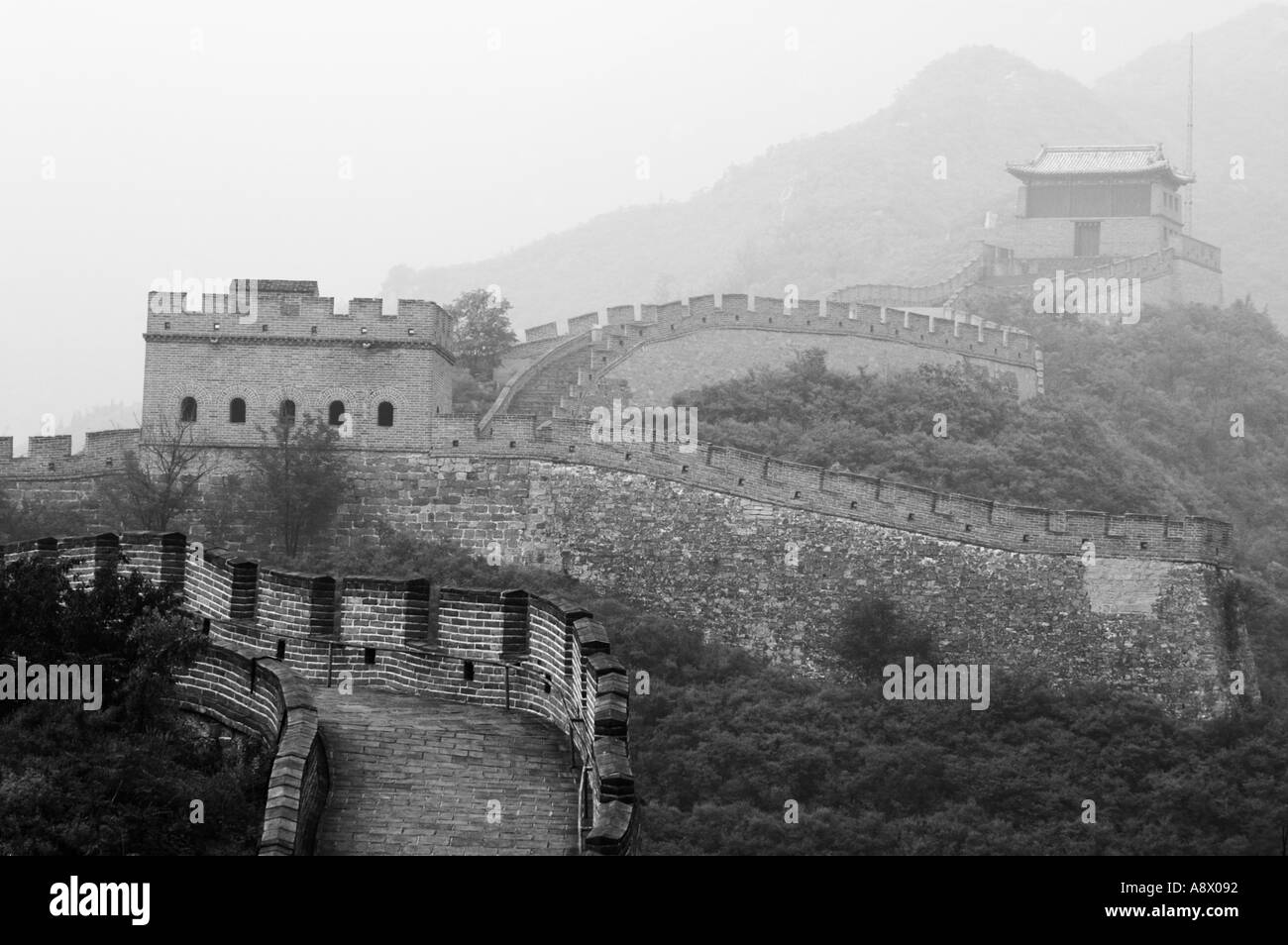 Winding pathways on the Great Wall at Juyongguan Gate near Badaling, China. Stock Photo