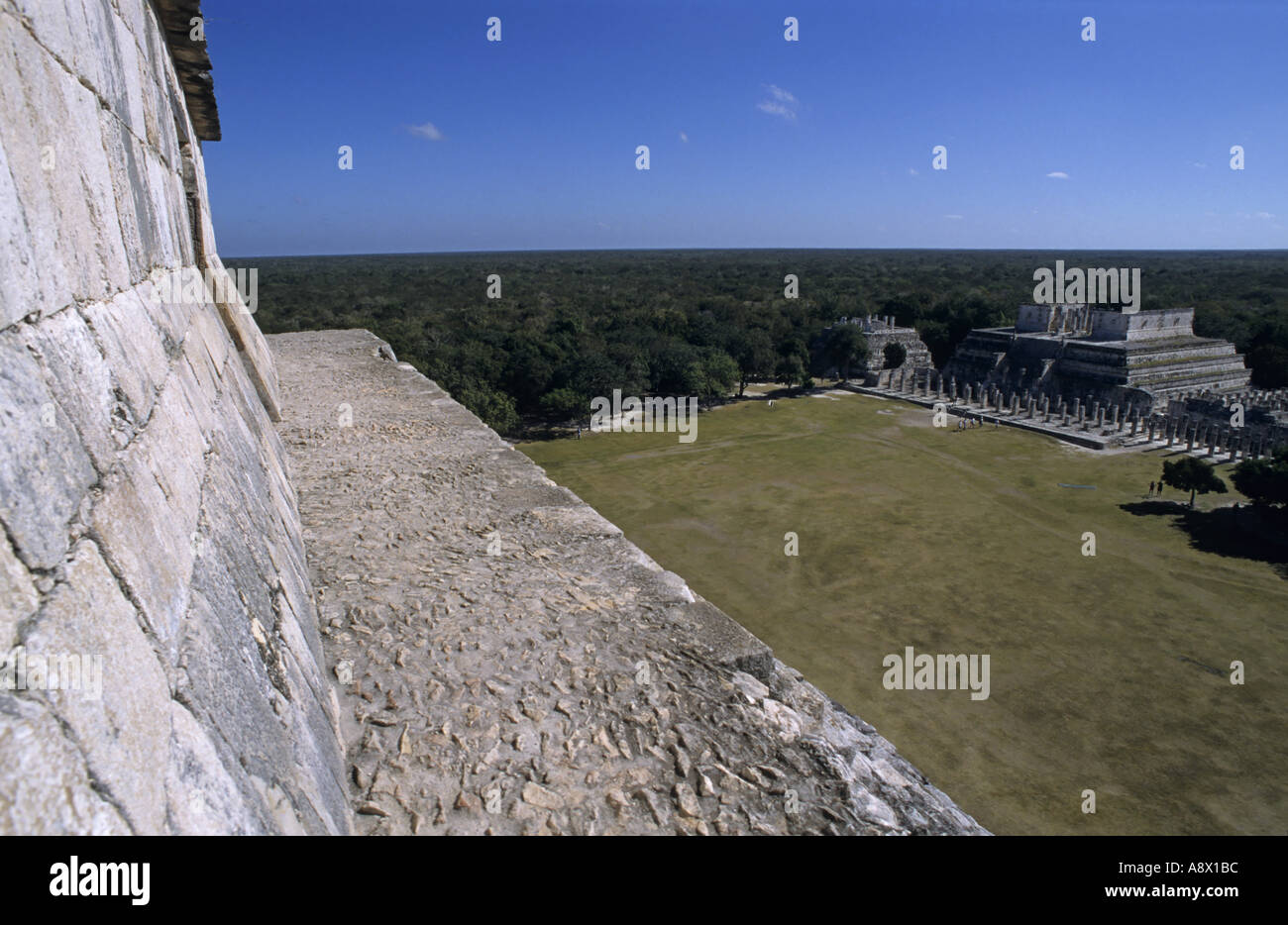 Mexico Yucatan State Chichen Itza From Top Of El Castillo Pyramid Of  Kukulcan View Over The Group Of The Thousand Columns Stock Photo - Alamy