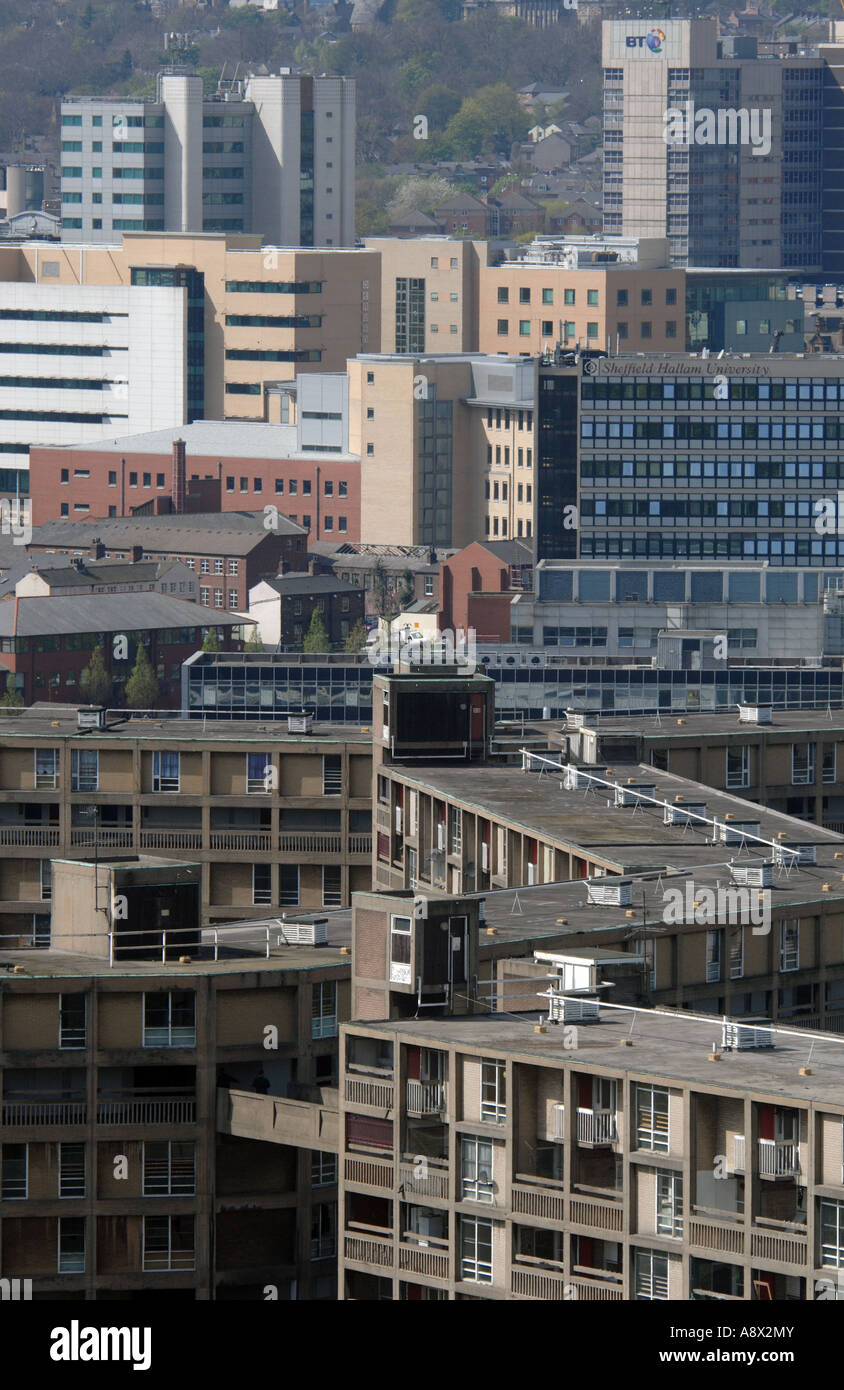Park Hill Flats Sheffield, South Yorkshire view across into the city