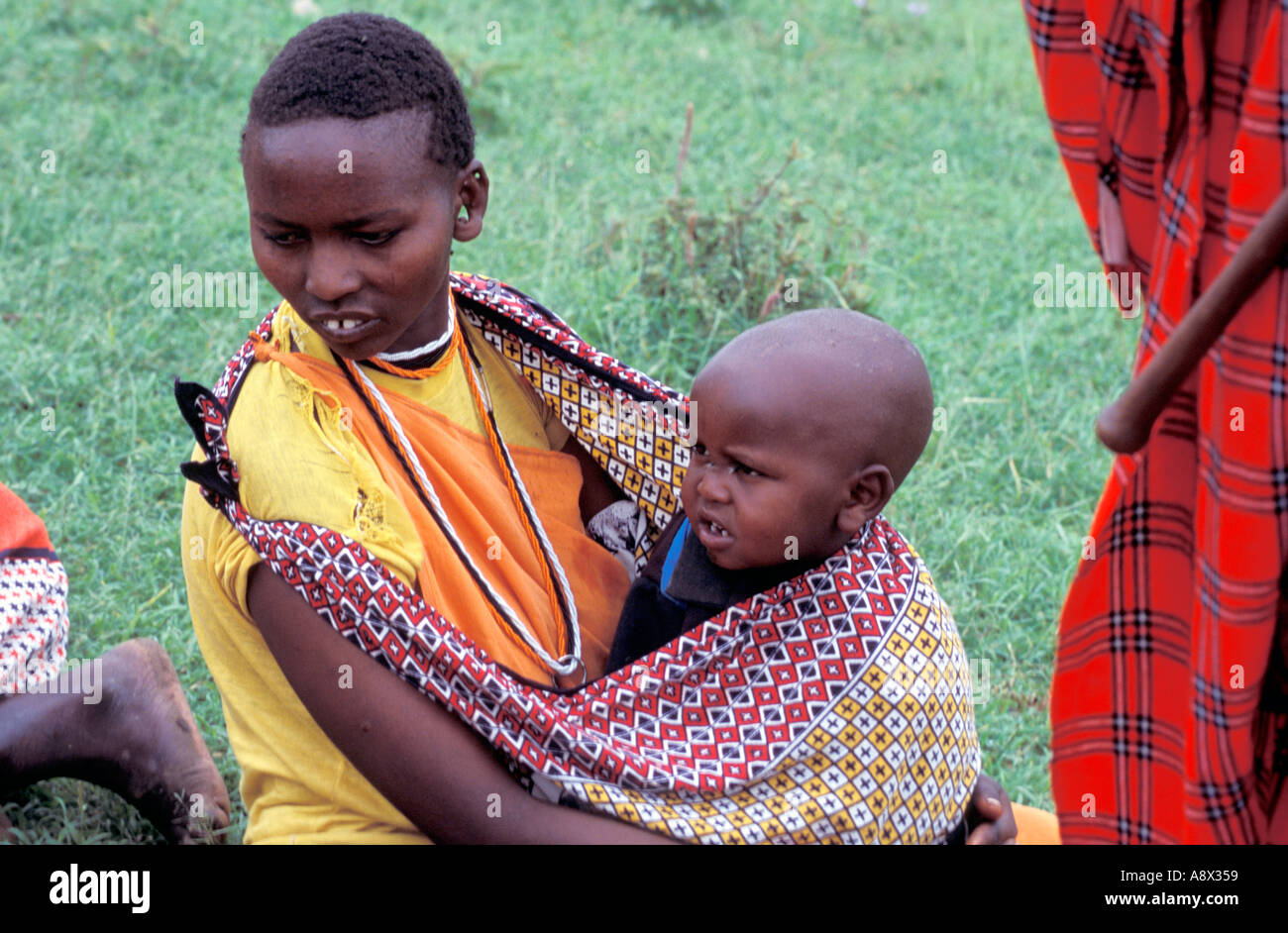 AFRICA KENYA Masai Mara National Reserve Masia mother with pierced ears