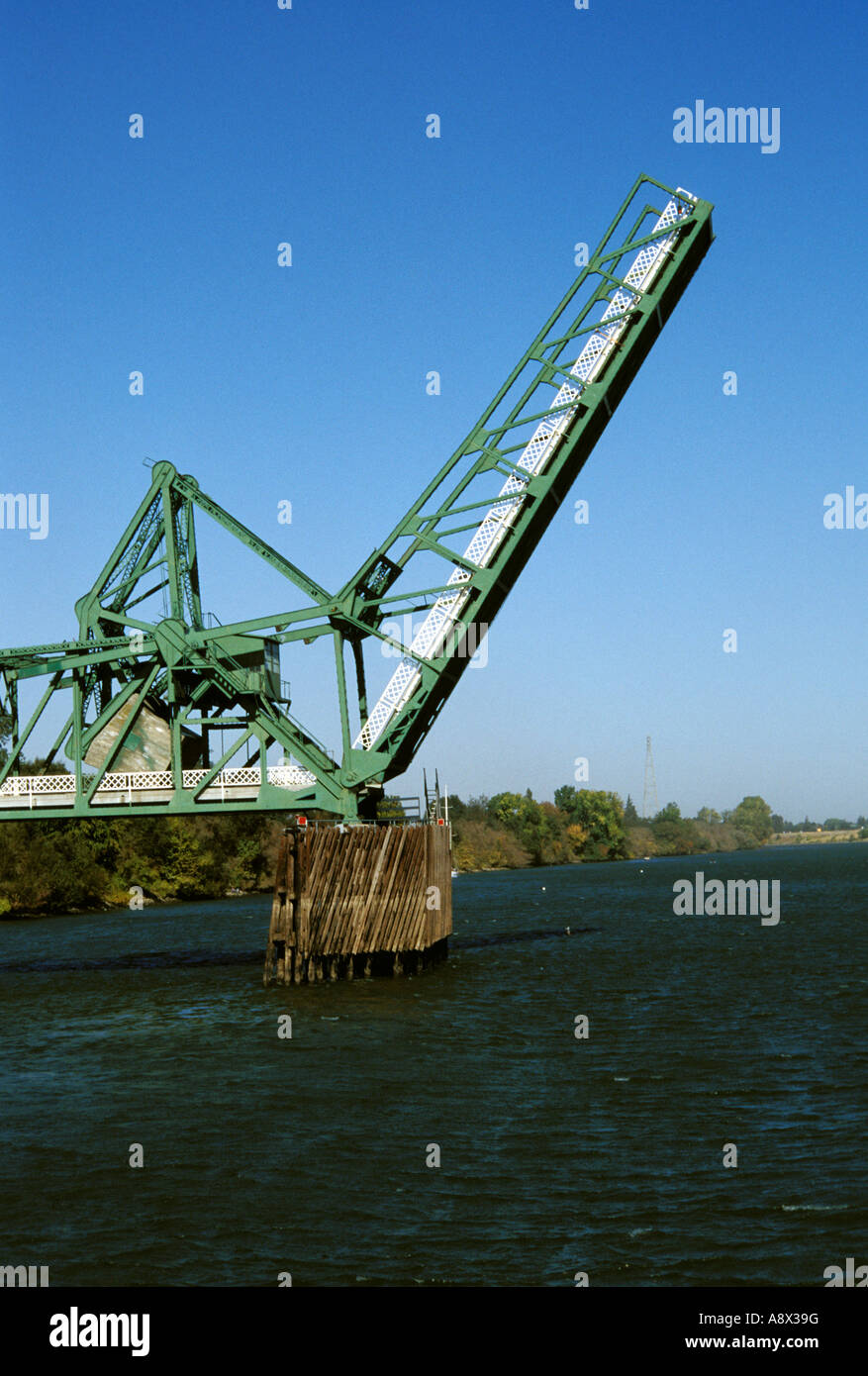 California CA Delta movable bridge bascule type Stock Photo