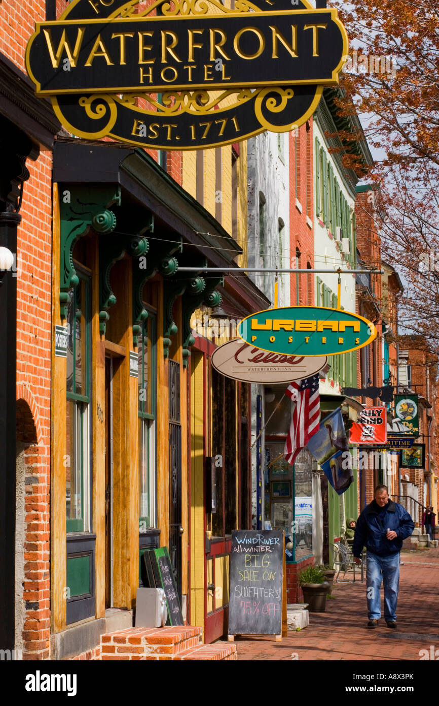 Thames Street facades Fells Point neighborhood Baltimore Maryland Stock ...