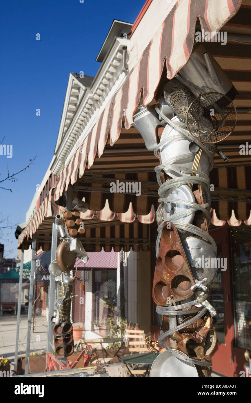 Eccentric decor on a cafe College Street Asheville North Carolina Stock