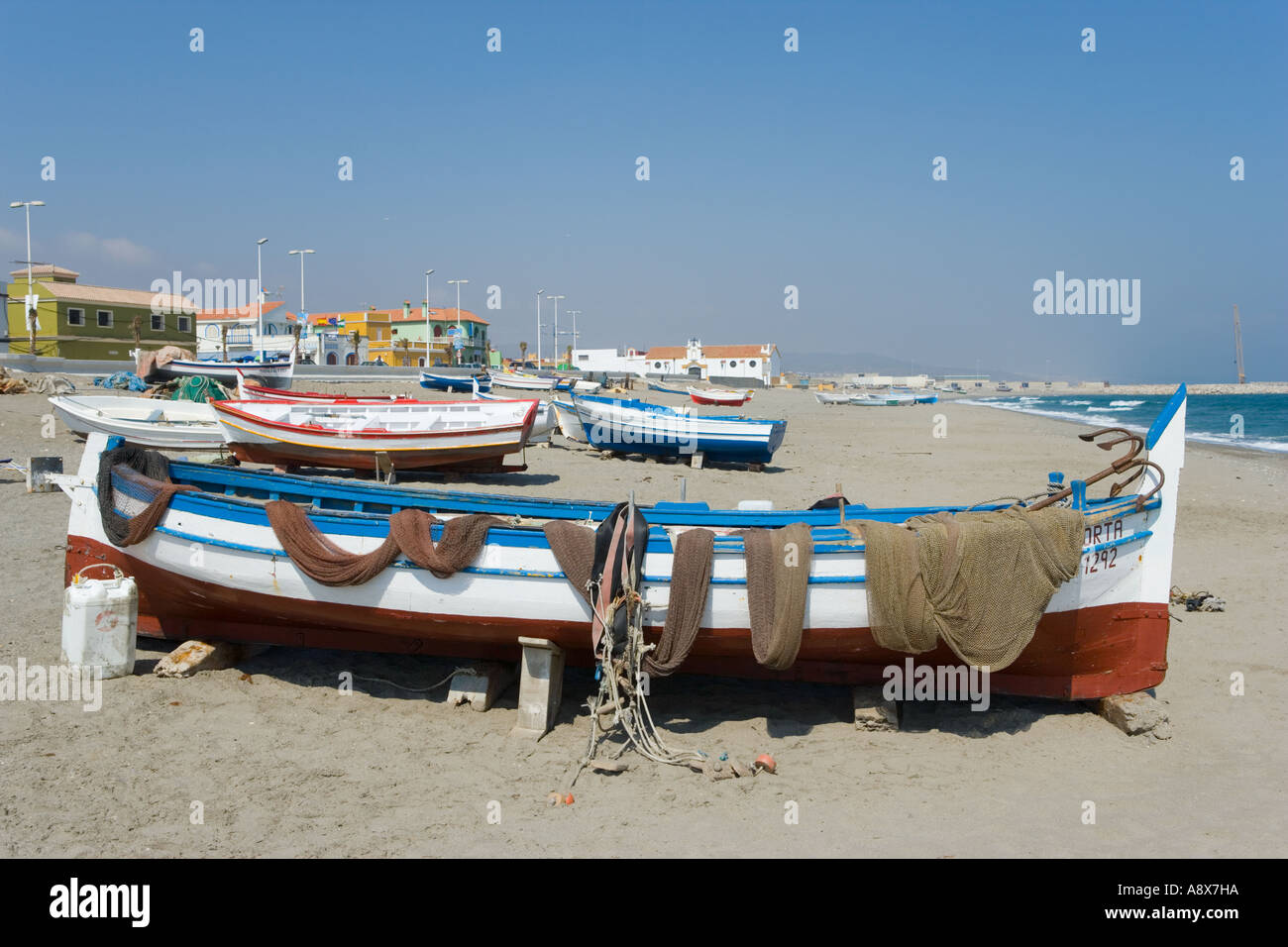 La Linea de la Concepcion Cadiz Province Spain Beach and fishing boats Stock Photo