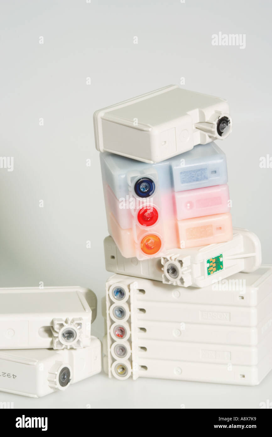 Empty printer ink cartridges Stock Photo Alamy