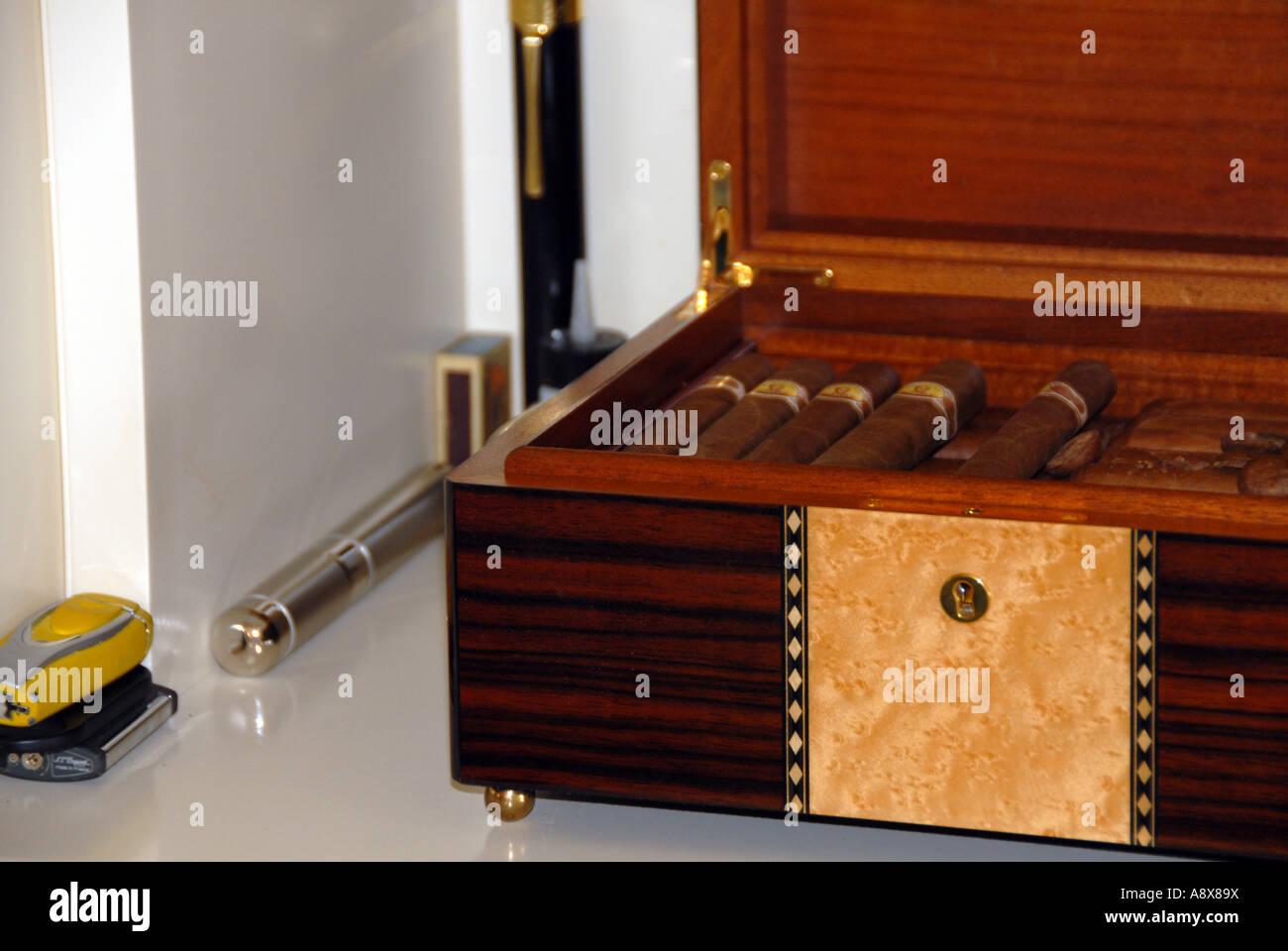 Cigars and Accessories Stock Photo