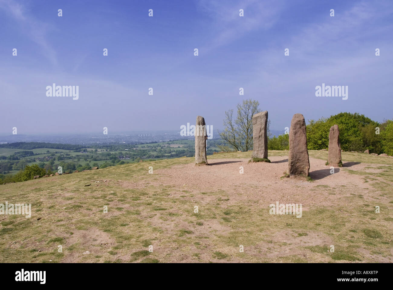 clent hills worcestershire the midlands england uk four standing stones folly Stock Photo