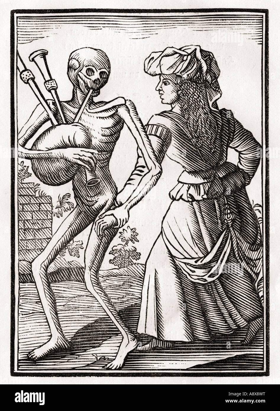 Death comes for the Unbelieving Woman. From Der Todten Tanz or The Dance of Death, published Basel, 1843. Stock Photo