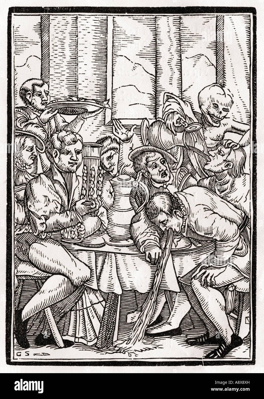 Death comes for the Drunkard, from Der Todten Tanz or The Dance of Death Stock Photo