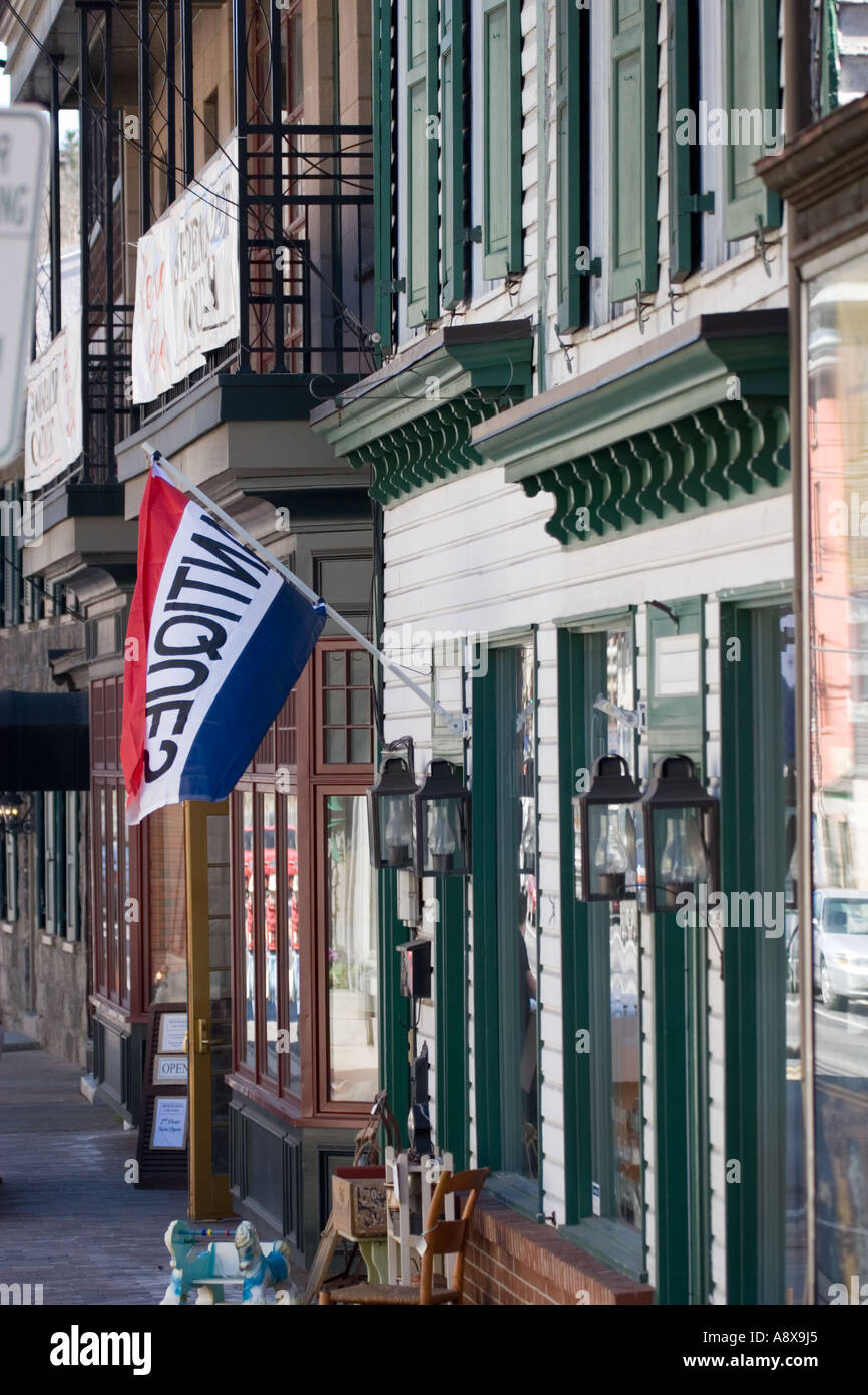 Antique shops and trendy clothiers dominate Ellicott City Maryland Stock Photo