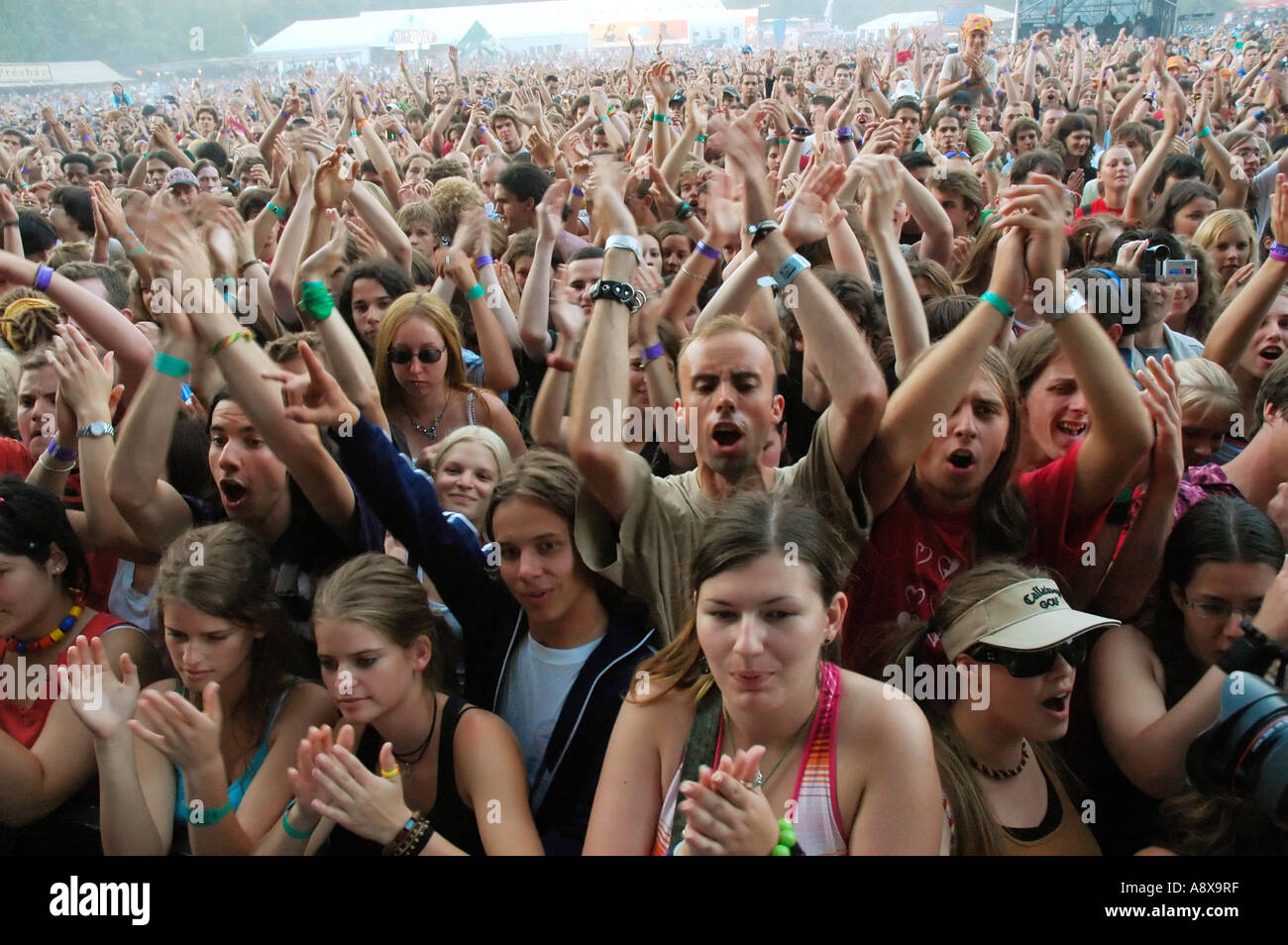 Crowd at Sziget festival, Budapest, Hungary Stock Photo