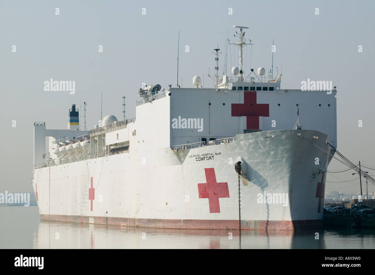 Us Navy Hospital Ship Comfort Docked In Baltimore Harbor Stock