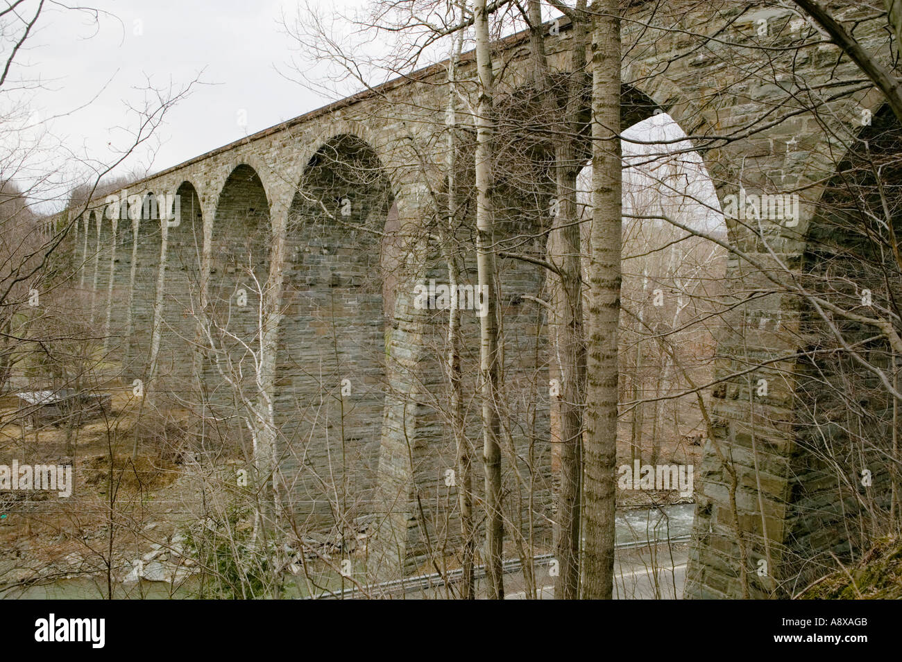 Starrucca Viaduct 1848 Erie Lackawanna Railroad Lanesboro Pennsylvania Stock Photo