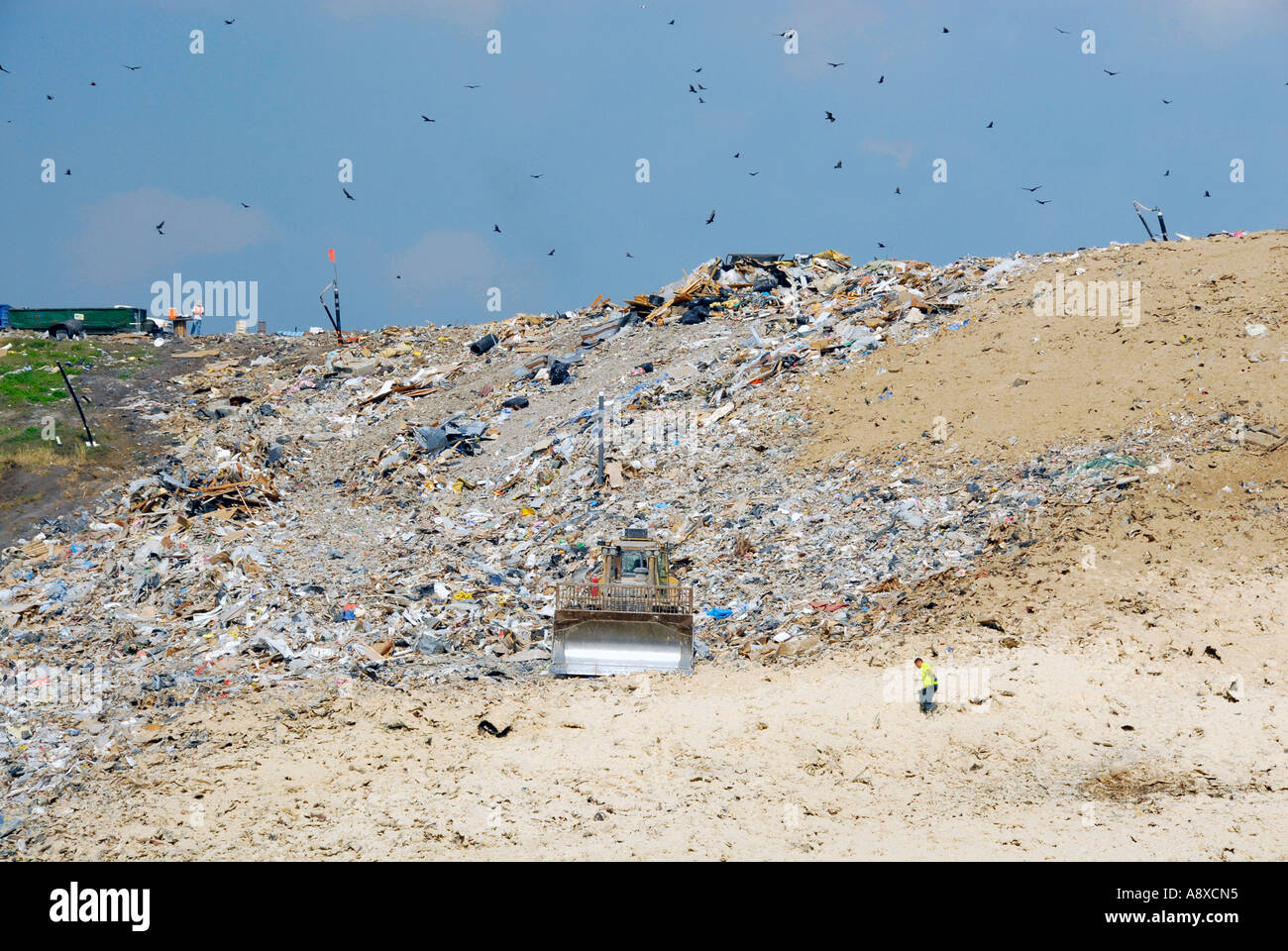 Large trash sanitary landfill neat Fort Pierce Florida FL Stock Photo