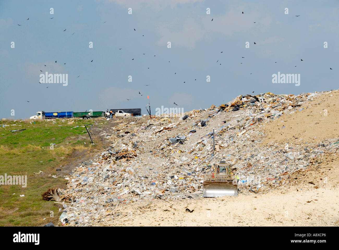 Large trash sanitary landfill neat Fort Pierce Florida FL Stock Photo