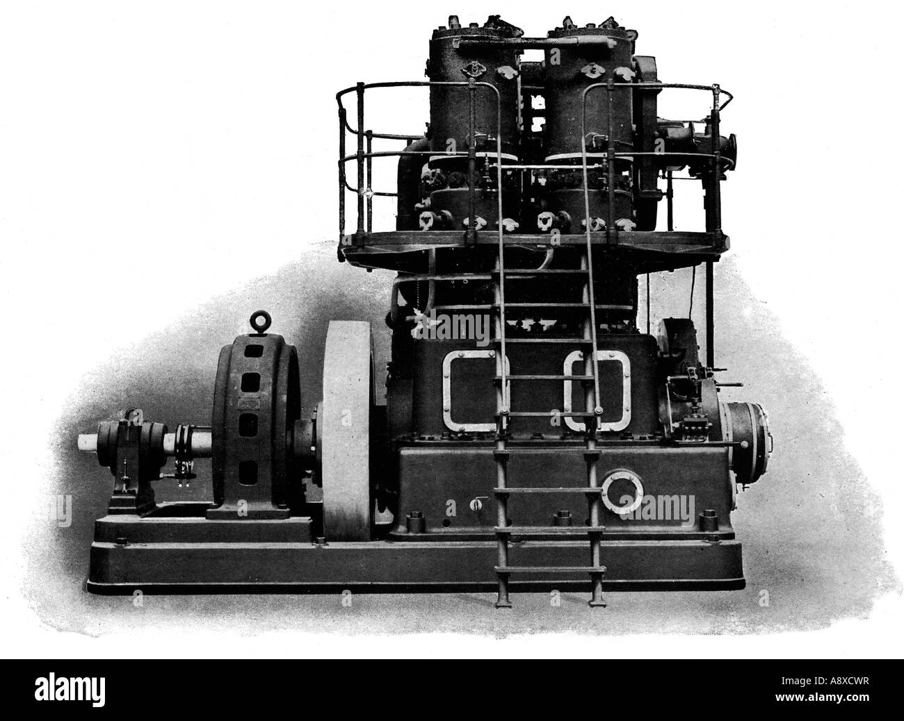 VERTICAL FOUR CYLINDER TWO CRANK 240 HORSE POWER GAS BURNING ENGINE