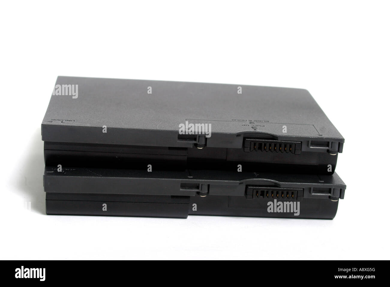 two laptop computer batteries Stock Photo Alamy