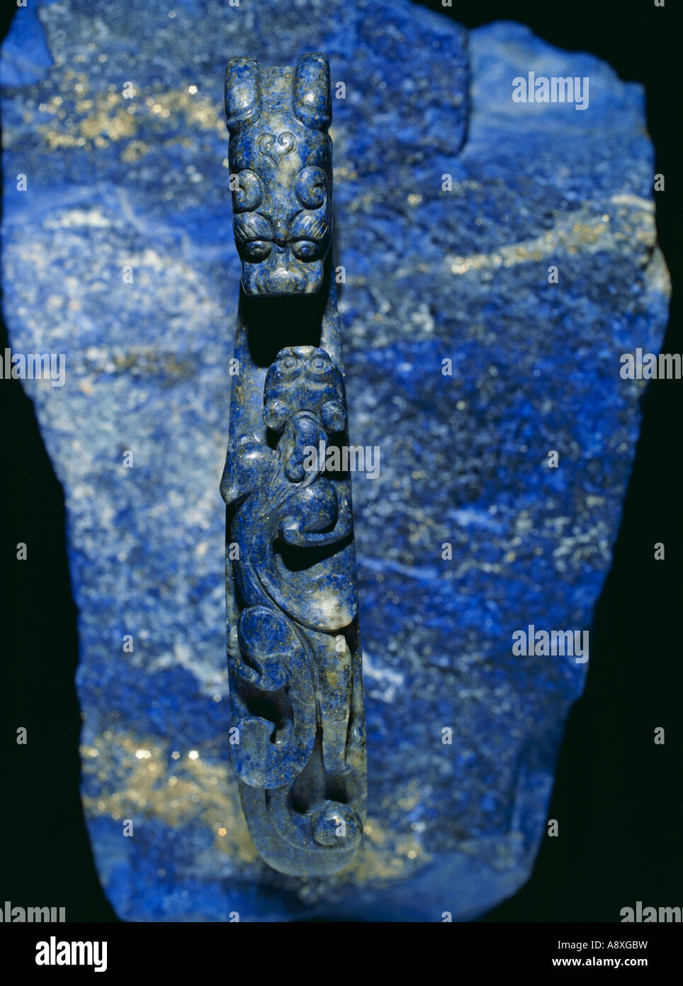 Belt hook in lapis lazuli Stock Photo