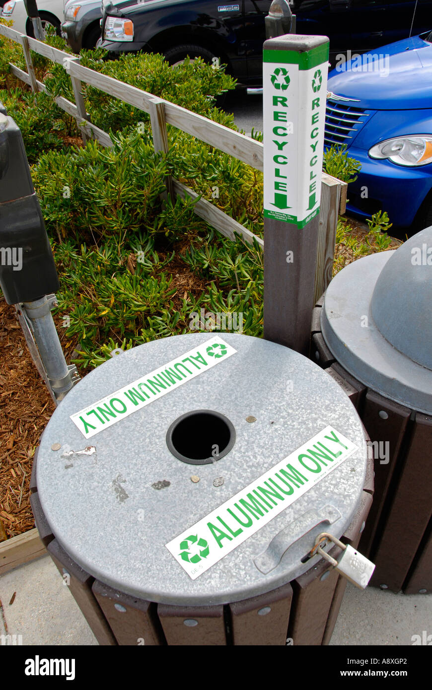 Aluminum recycling trash can Stock Photo Alamy