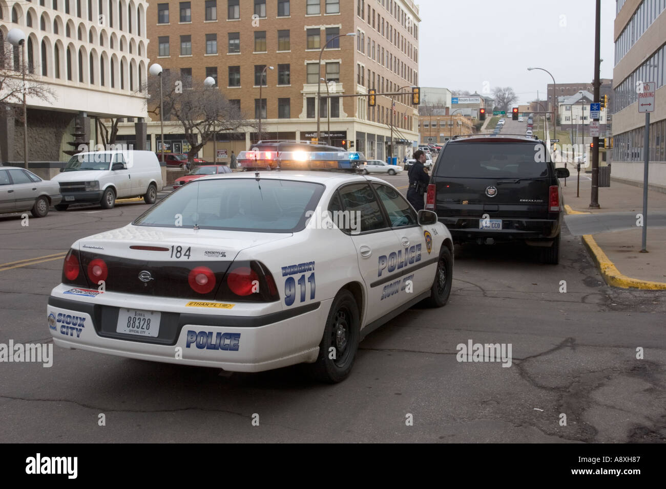 Traffic stop downtown Sioux City Iowa Vehicle was stopped because of