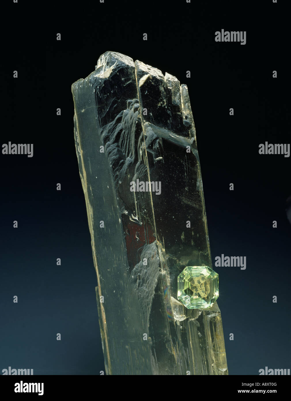 Spodumene crystal and cut stone Stock Photo